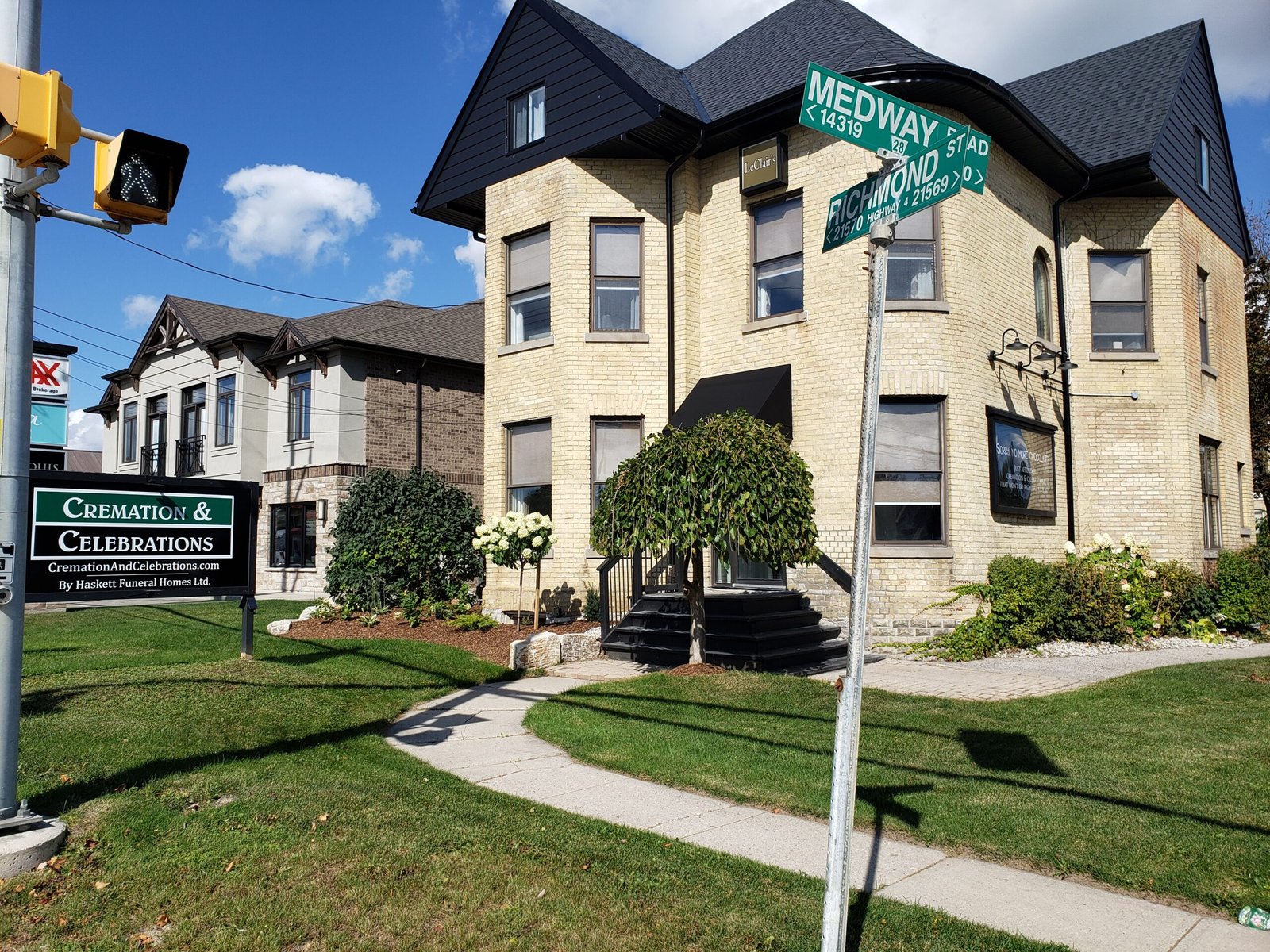 Haskett Funeral Home exterior with welcoming front entrance and serene ambiance