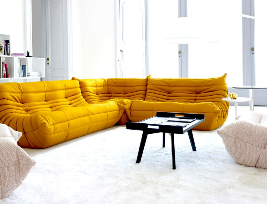 Stylish Togo sofa in a modern living room