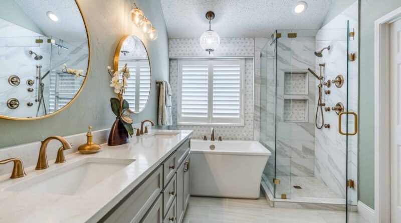 Elegant bathroom remodel showcasing modern fixtures and a spa-like ambiance.