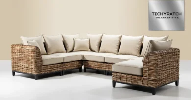 Sulana Rattan Effect 6 Seater Sofa Set in an Outdoor Setting